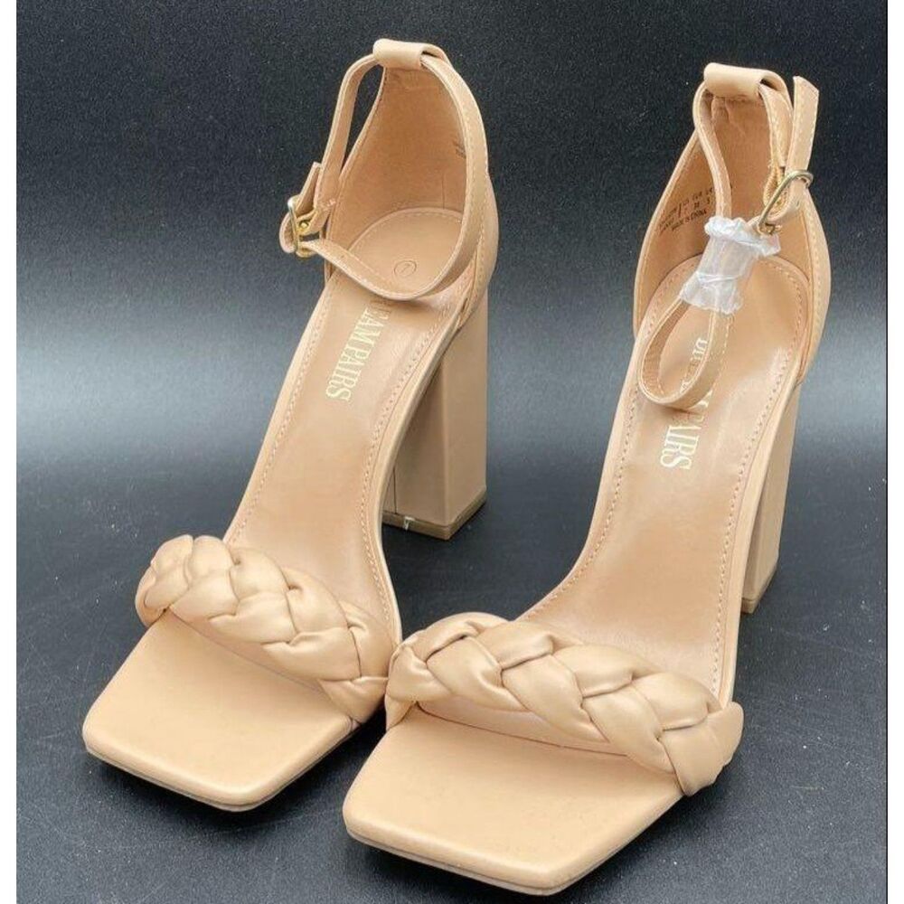 Dream Pairs Nude Color Faux Leather Slip On Women's Size 7 High Heel Shoes